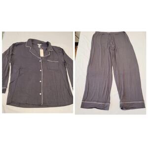 Eberjey Gisele Pajama Set Large Gray Modal Long Sleeve PJ Soft Sleep Loungwear